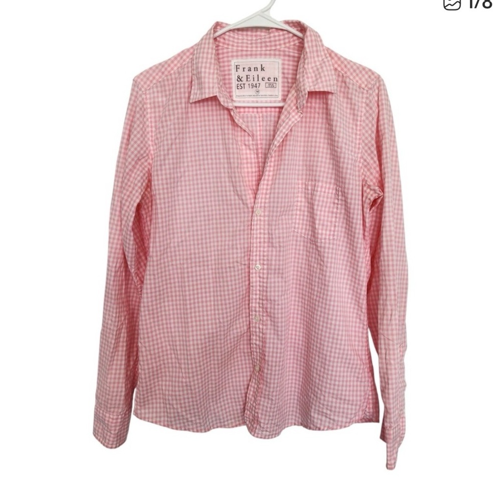 Frank & Eileen Button Down Shirt Pink‎ Gingham Check Cotton Womens Size M